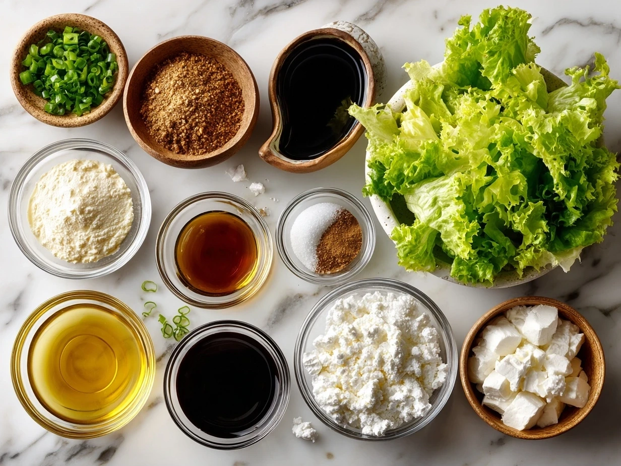 Ingredients for balsamic vinaigrette recipe on a wooden table