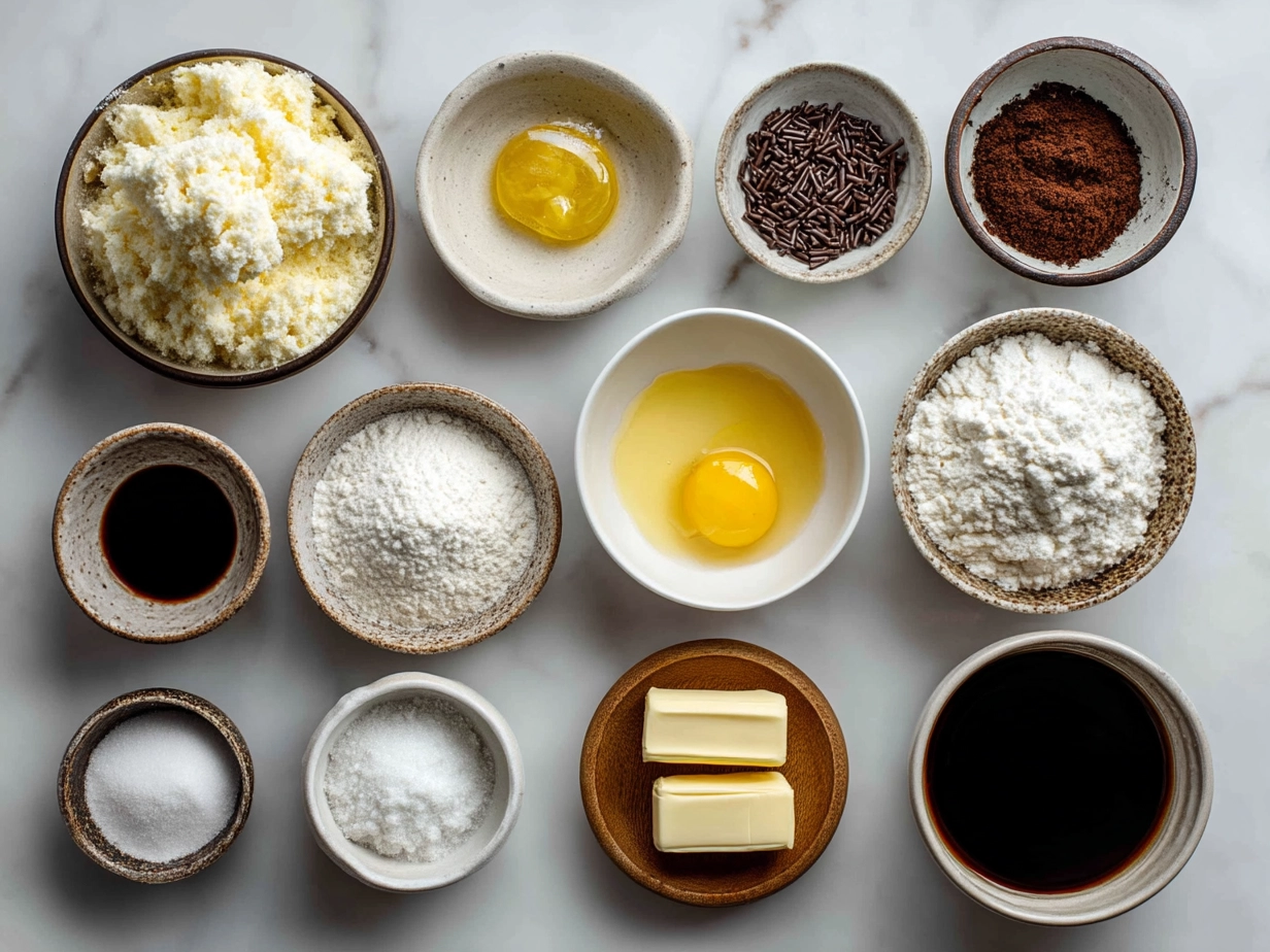Ingredients for Bomboloni alla Crema on a kitchen counter