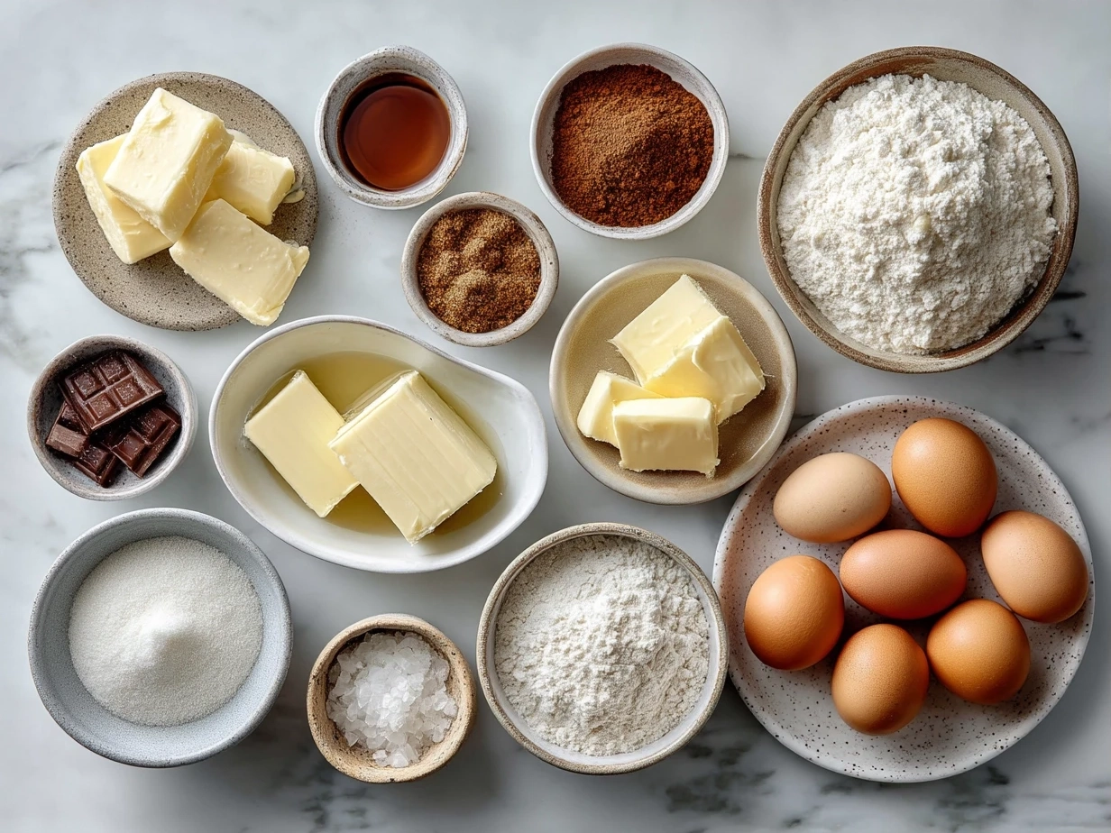 Buckeye Dip ingredients including peanut butter, powdered sugar, butter, vanilla, and chocolate chips