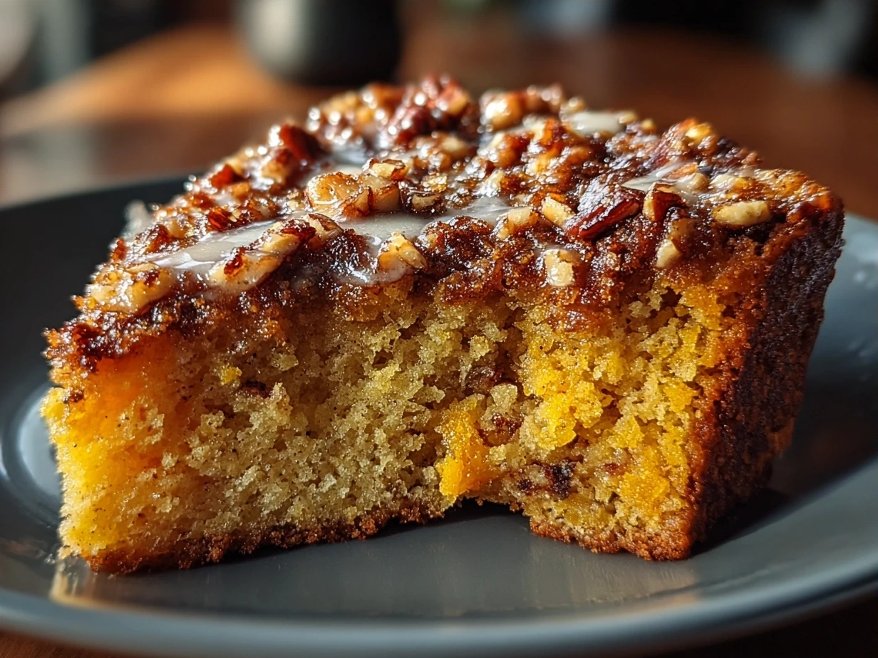 Finished Butternut Squash-Apple Coffee Cake, sliced and ready to serve