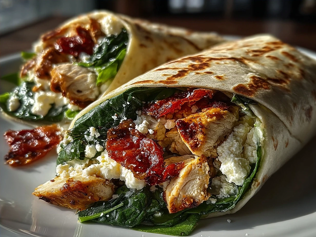 Delicious Chicken Caesar Wrap served on a plate demonstrating a healthy balanced meal