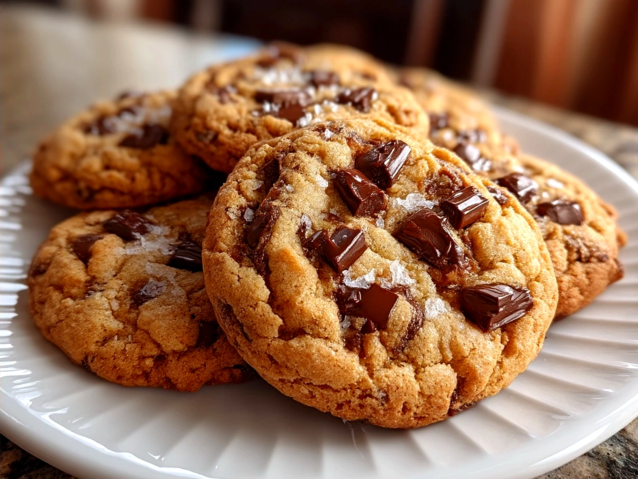 Freshly baked soft and chewy chocolate chip cookies served for family snack