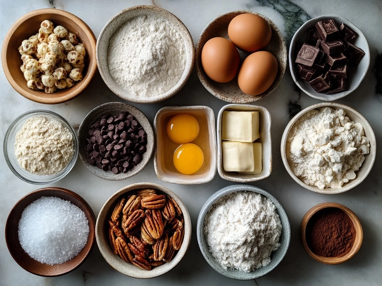 Ingredients for nourishing homemade chocolate chip cookies