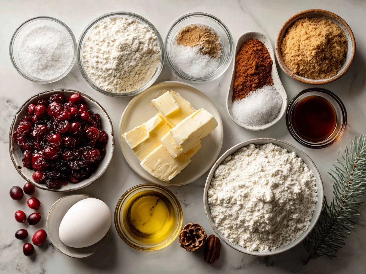 Ingredients for Christmas Cranberry Orange Cookies