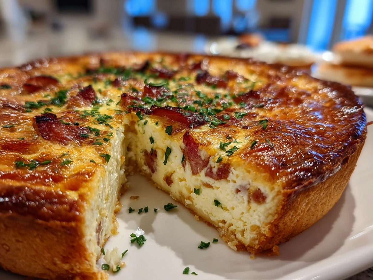 Christmas Morning Quiche fresh out of the oven, golden and inviting