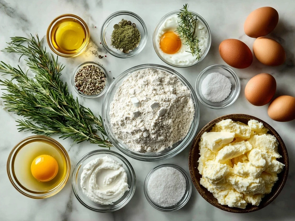 Ingredients needed for Christmas Morning Quiche laid out on a kitchen counter