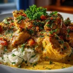 Close-up homemade slow cooker chicken korma