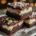 Close-up of a Delicious Peppermint Bark Brownie