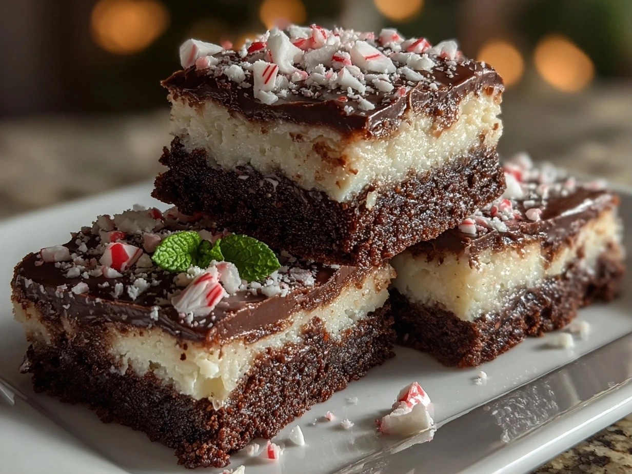 Close-up of a Delicious Peppermint Bark Brownie