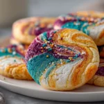 Close-up of colorful marbled sugar cookies