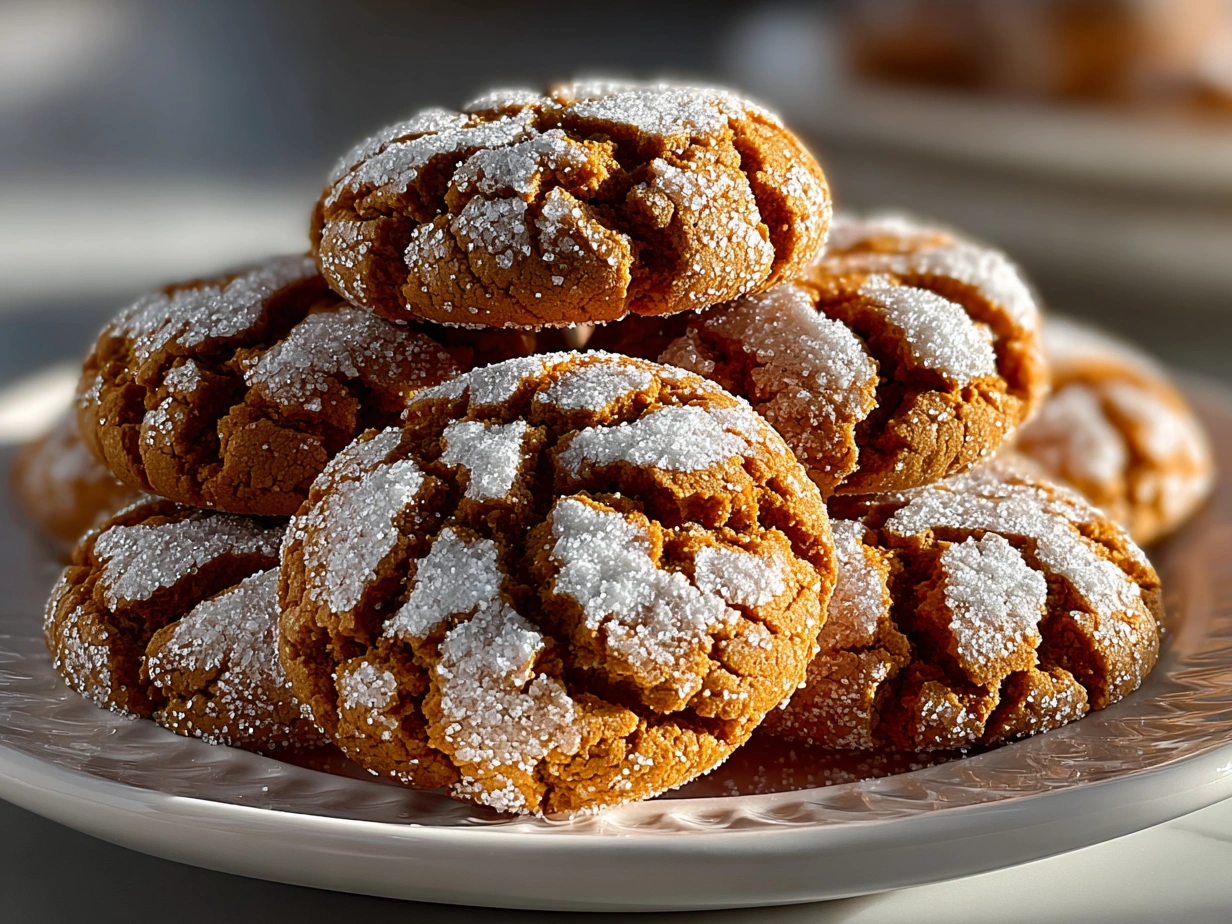 Close-up of Gingerbread Crinkle Cookies