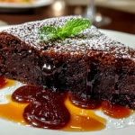 Close-up of gooey chocolate cake