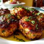 Close-up of homemade Chicken Kofta Meatballs with fresh herbs