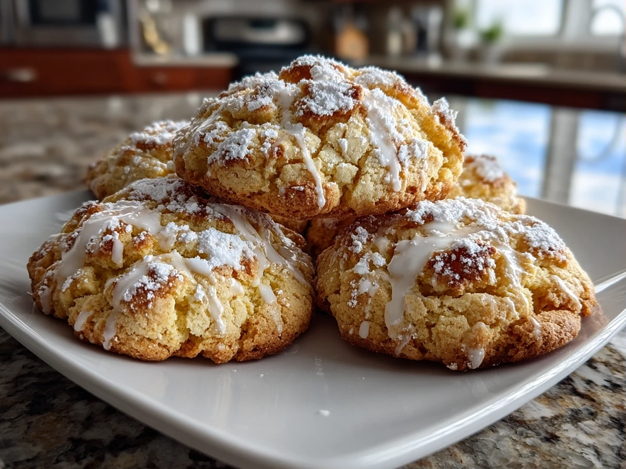 Close-up of Homemade Easy Cool Whip Cookies on a White Plate