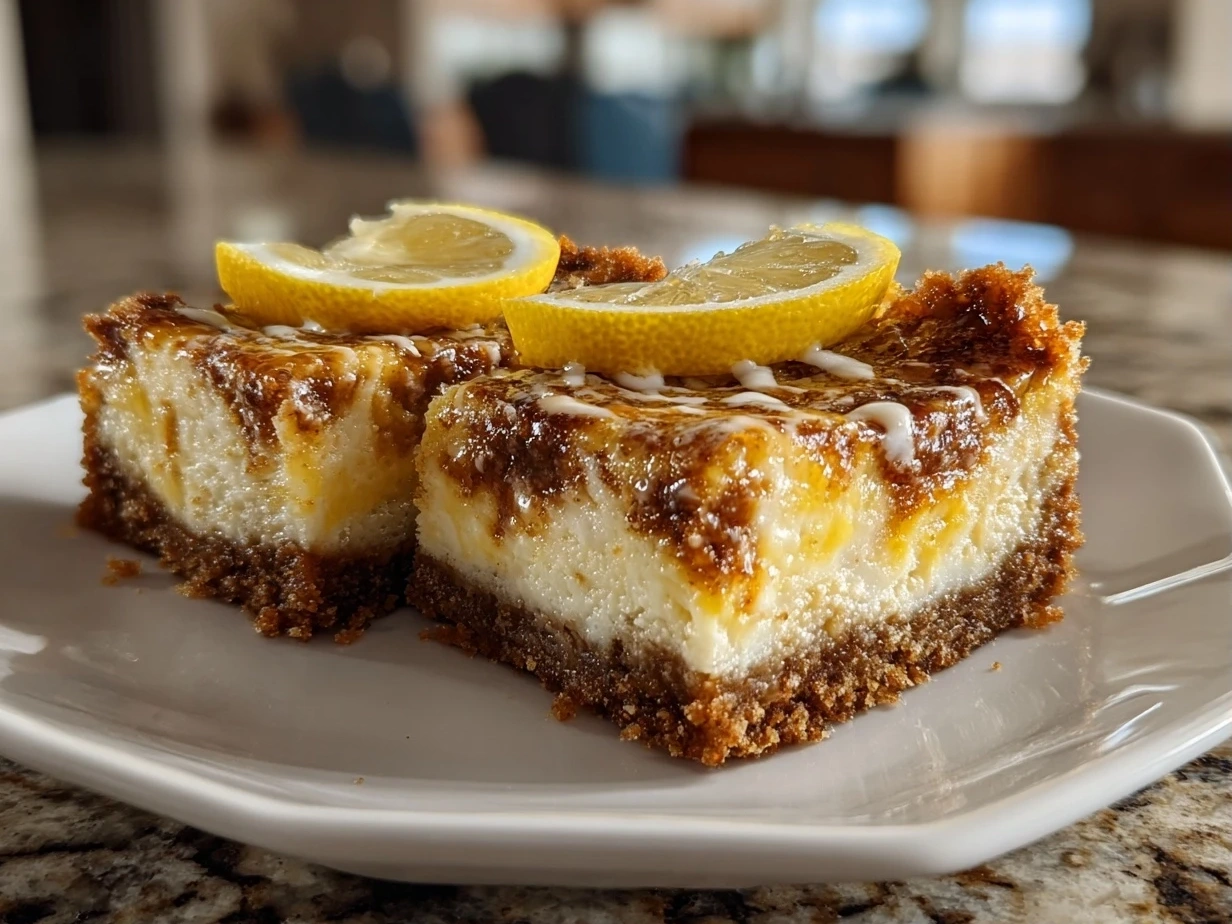 Close-Up of Lemon Marbled Cheesecake Bars