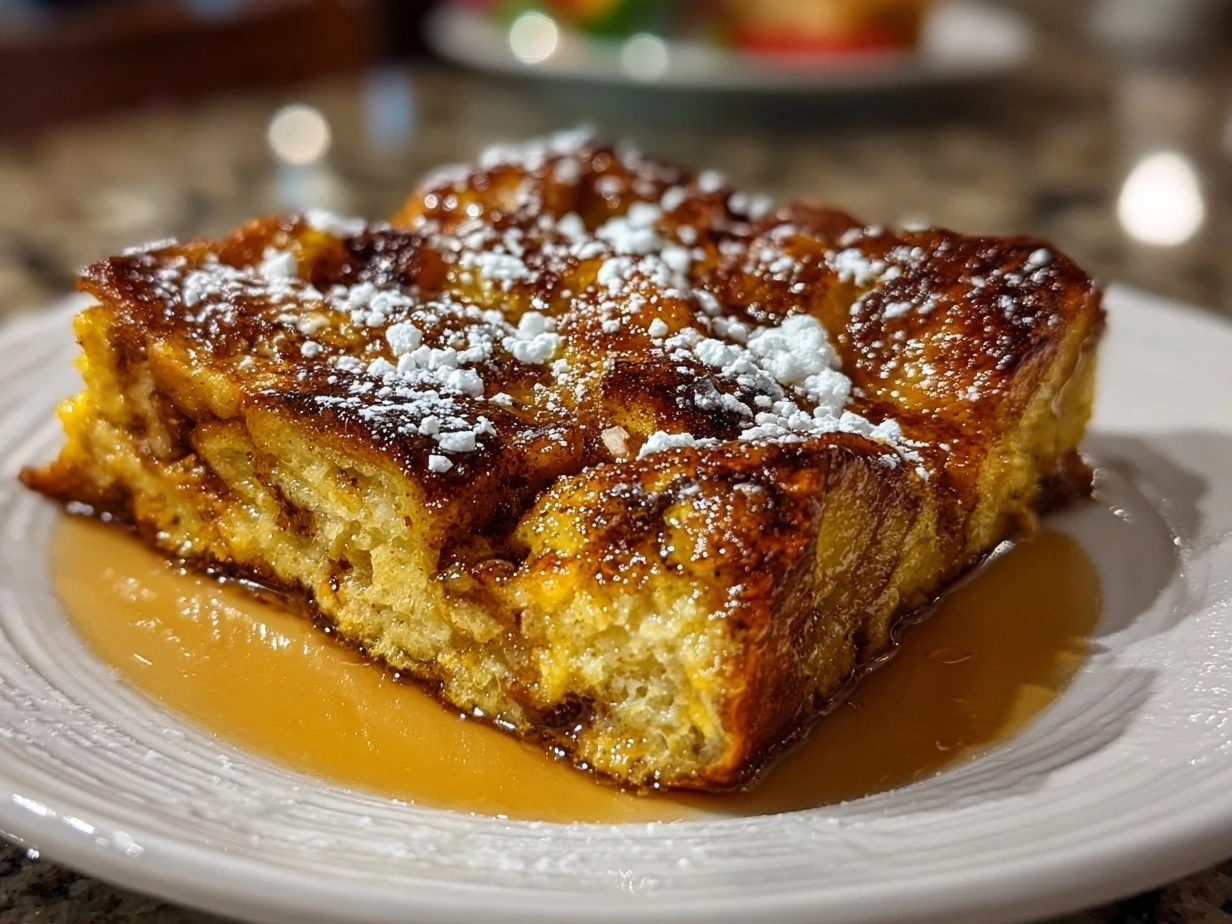 Close-up of Pumpkin Spice French Toast Casserole