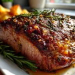 Comforting oven-roasted beef plated on white dish