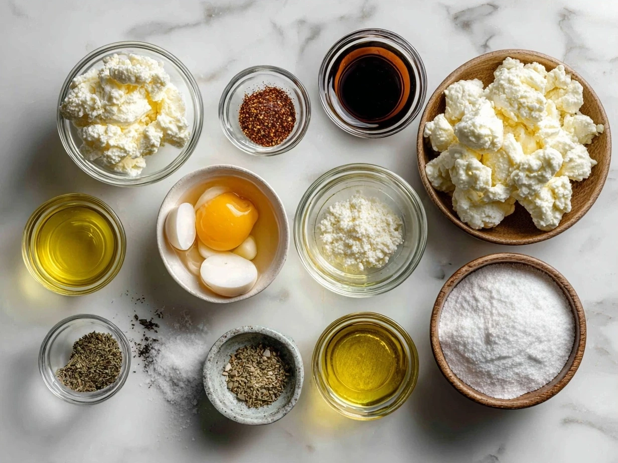 Ingredients for crab dip recipe including cream cheese, mayonnaise, sour cream, mustard, old bay seasoning, garlic powder, onion powder, crab meat, and parsley