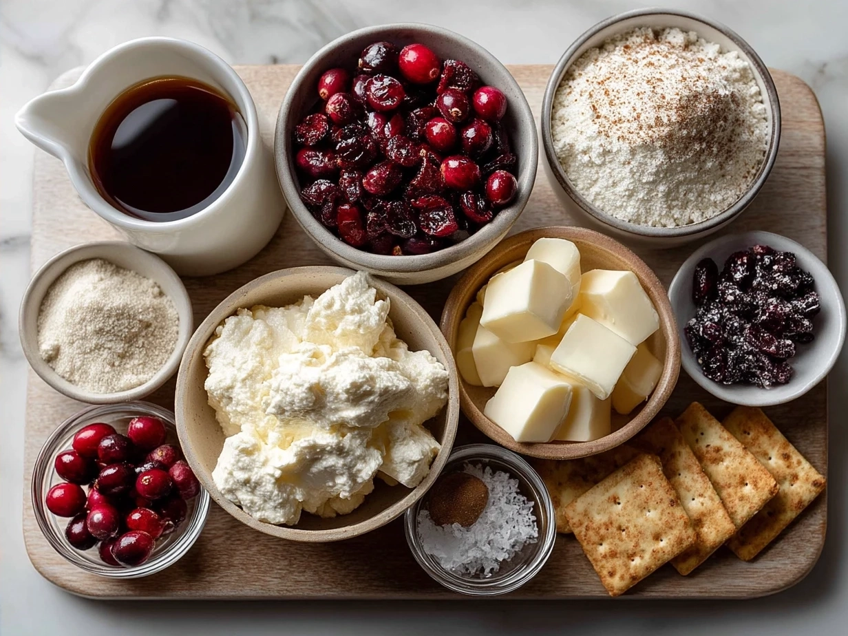 Ingredients for Cranberry Whipped Feta Dip with Crackers