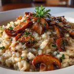 Creamy Mushroom Risotto Overhead Shot