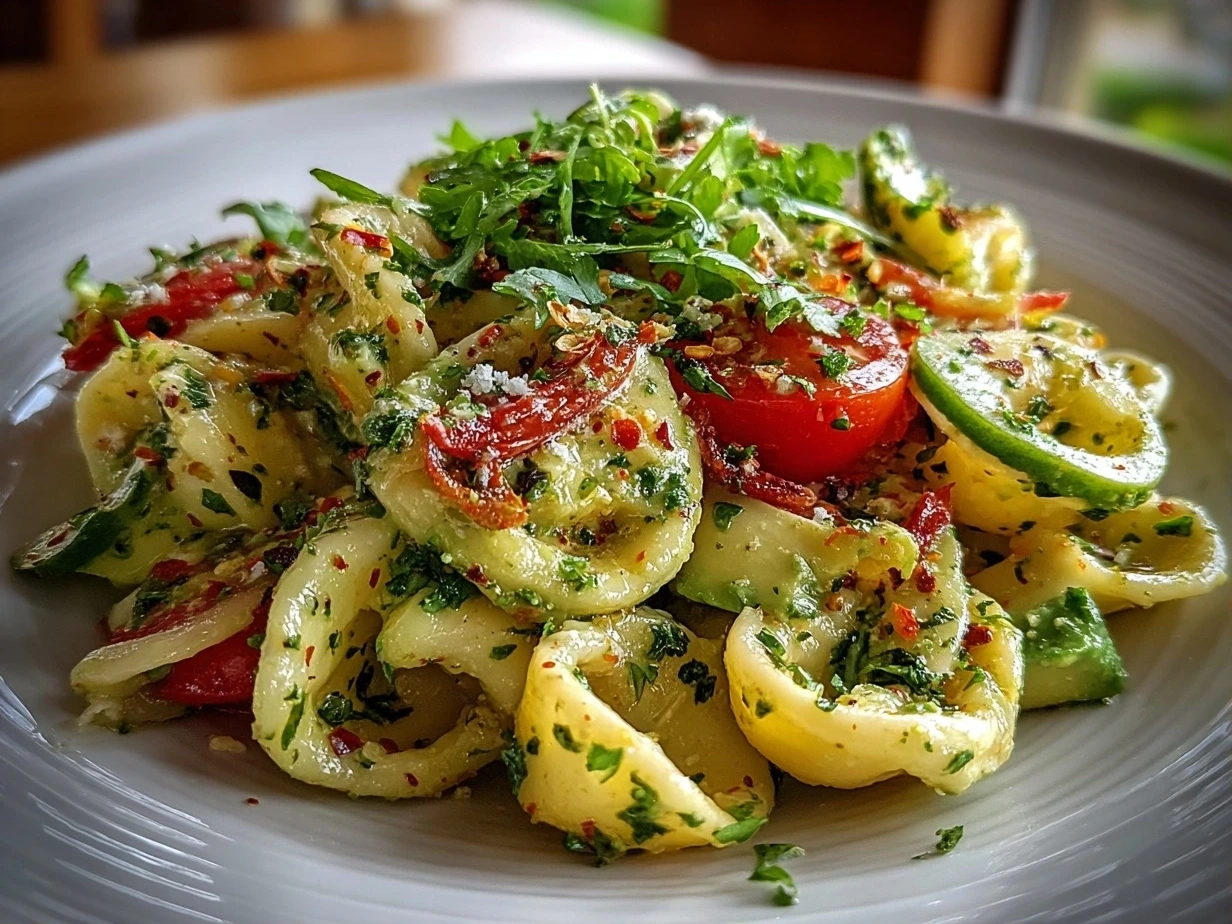 A delicious bowl of Avocado Pasta Salad ready to eat