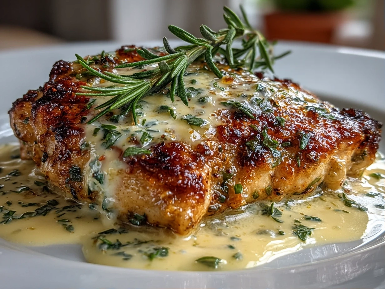 Delicious Chicken with Boursin Sauce Close-Up