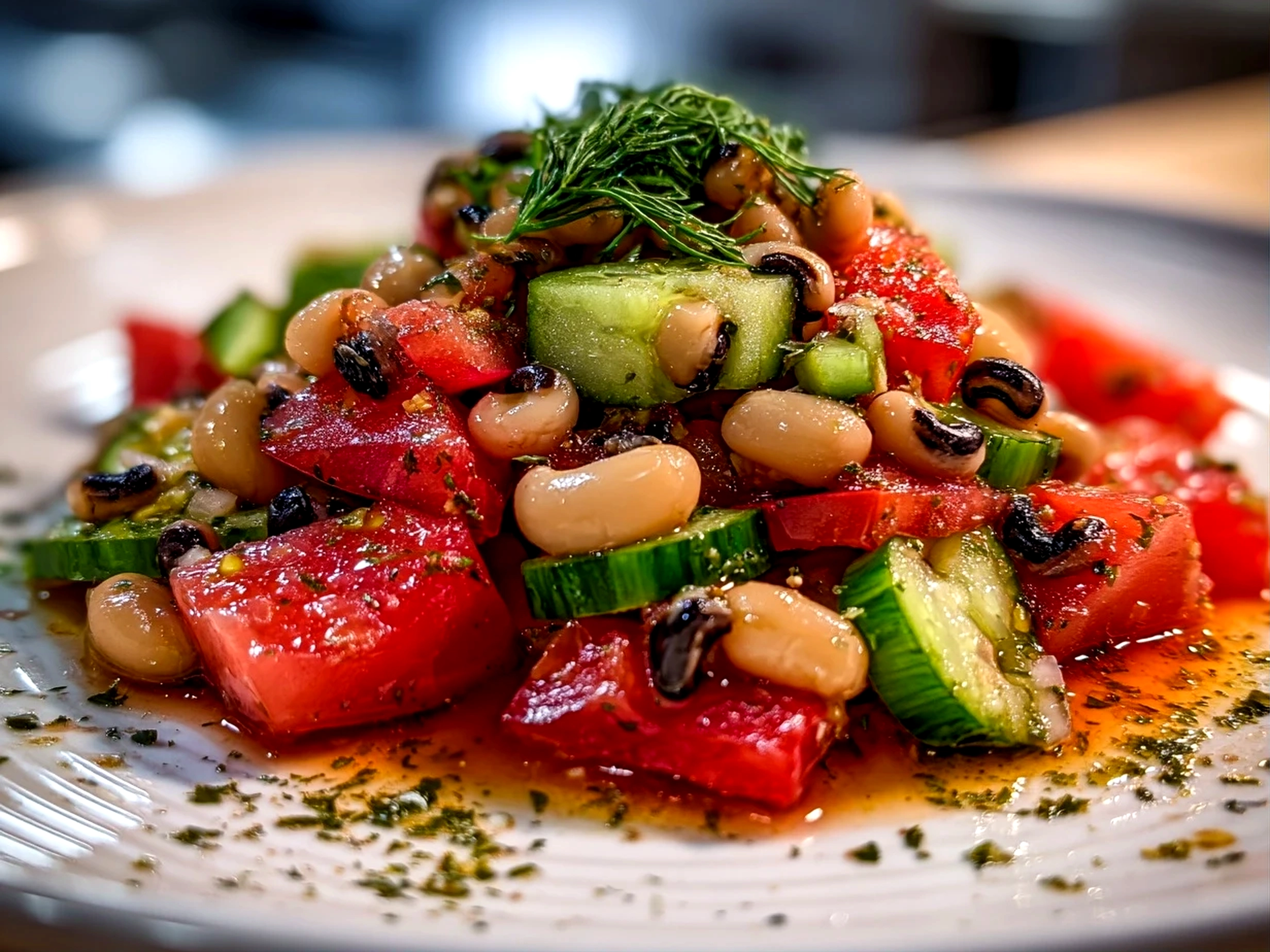 Delicious homemade Olive Salad with Black Eyed Peas