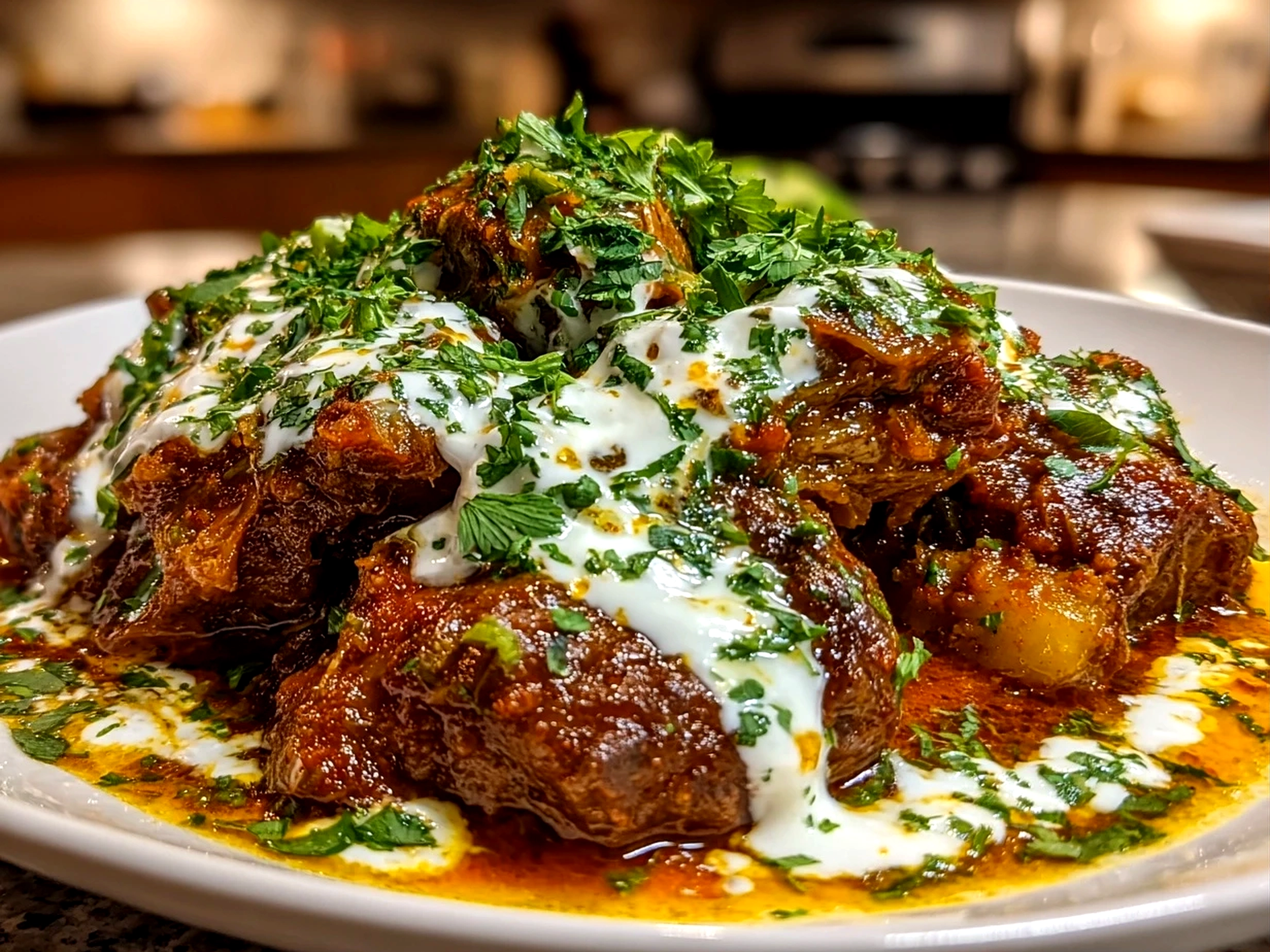 Delicious One-Pot Lamb Kalya with Yogurt and Cream