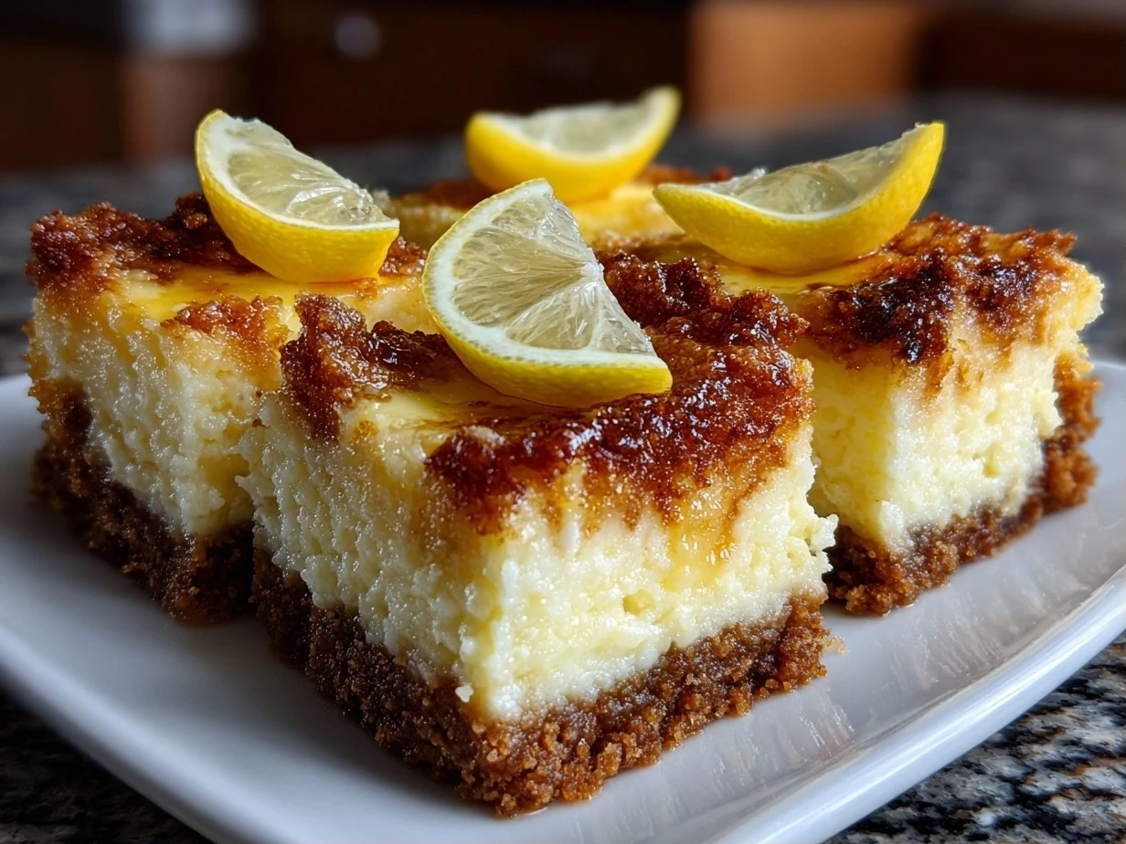 Finished Lemon Marbled Cheesecake Bars ready to eat