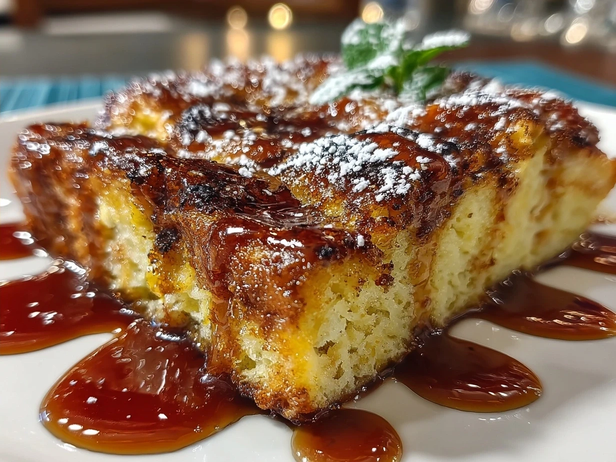 A sliced French Toast Bake served on a plate, ready for a nourishing family breakfast