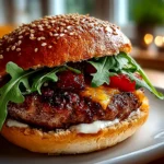 Freshly Prepared Beef Burger Close-Up