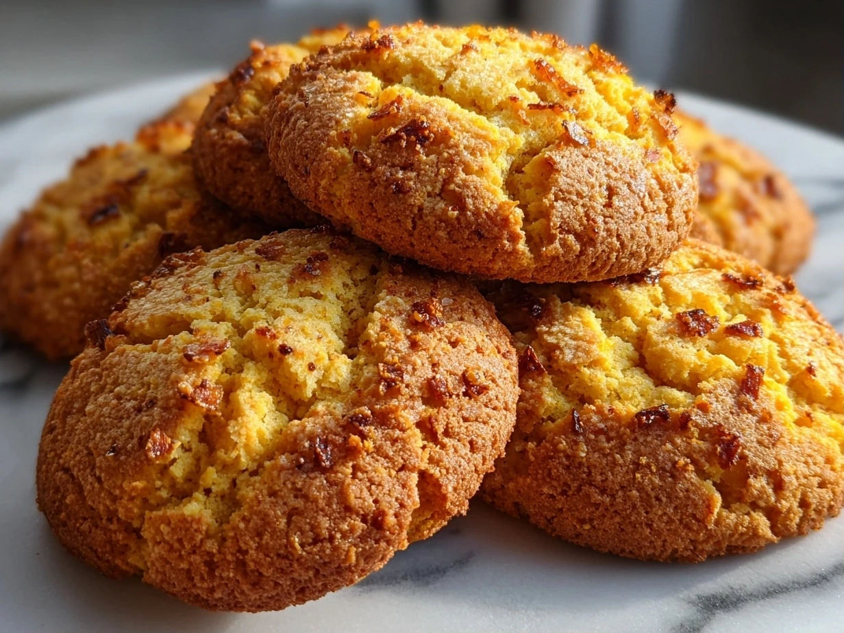 Freshly prepared Orange Clove Cookies on white marble