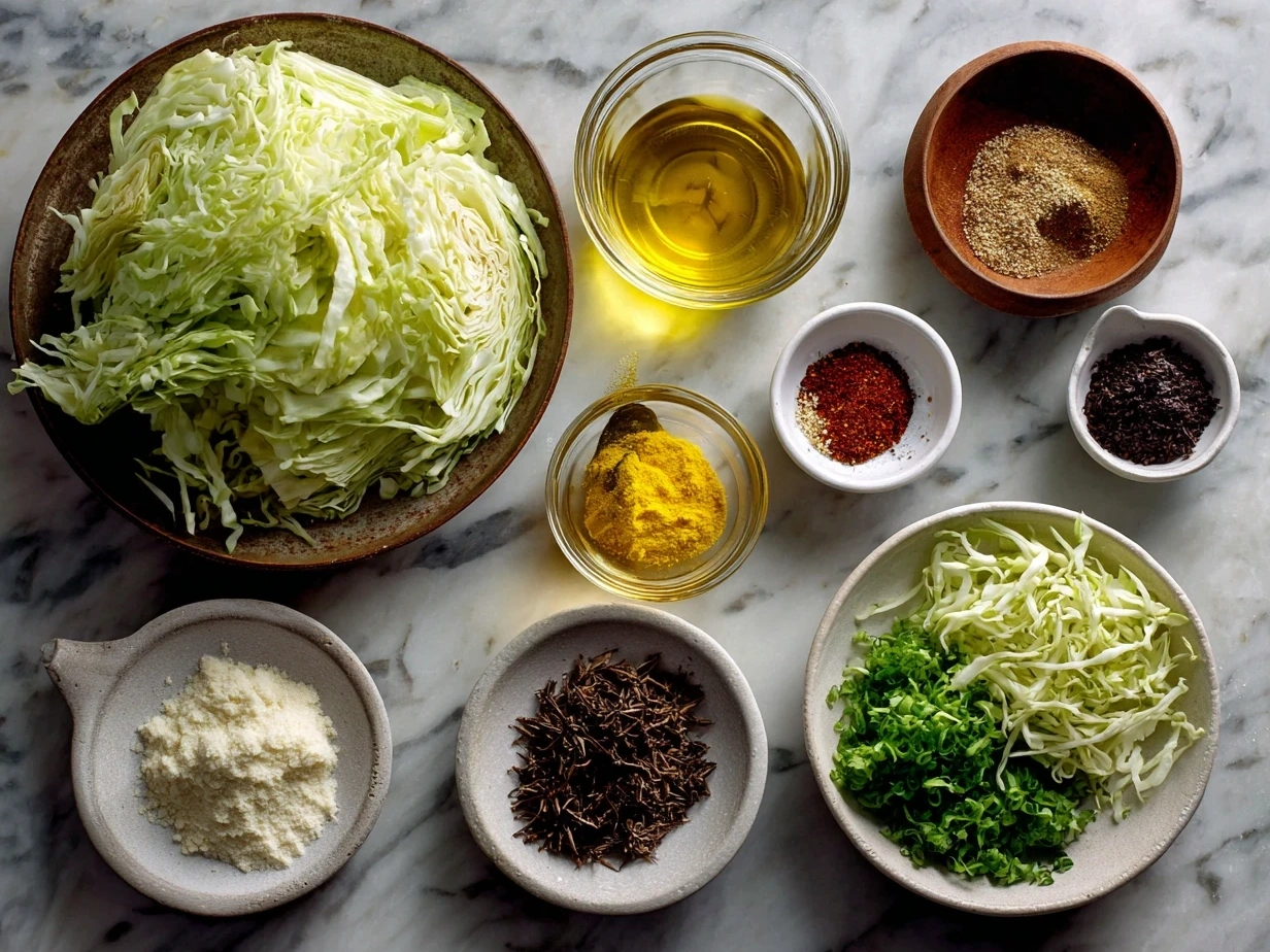 Ingredients for Frito Cowboy Cabbage laid out on a table