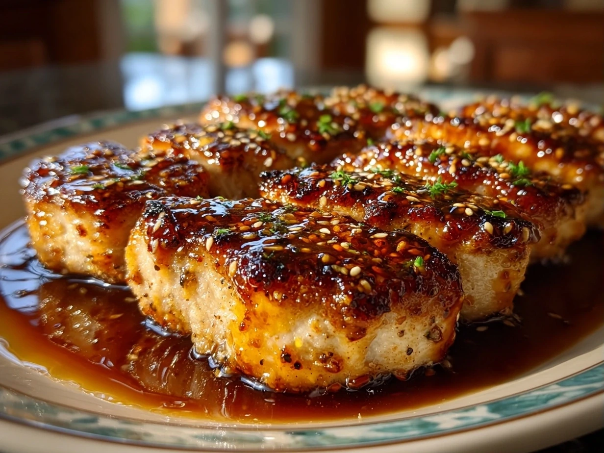 Home cook close up of finished Turkey Medallions with Orange Teriyaki Sauce