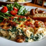 Homemade Chicken and Spinach Casserole Close-up