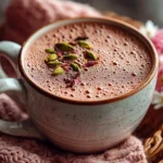 Homemade Kashmiri Pink Chai served in traditional cup