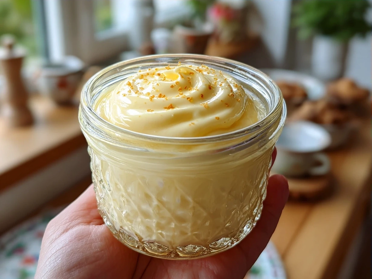 Homemade mayonnaise in a jar showing creamy texture and freshness