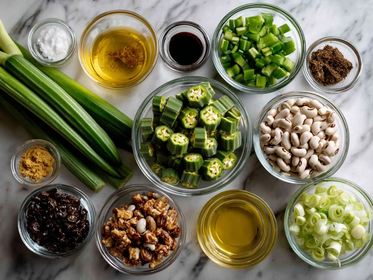 Ingredients for Black-Eyed Peas Okra Stew