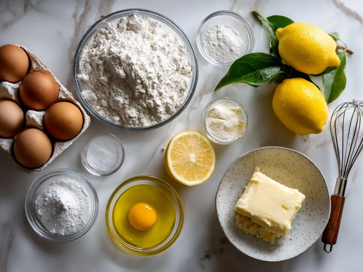Ingredients for making Lemon Marbled Cheesecake Bars