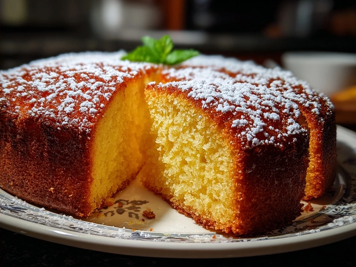 Finished Italian Love Cake with cream cheese frosting on a serving plate
