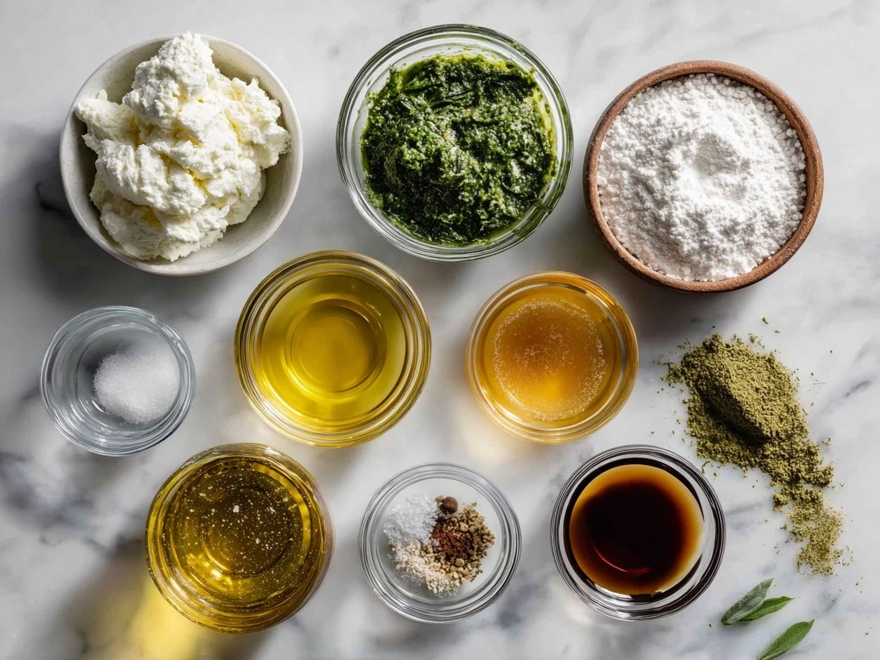 Close-up of a rustic wooden cutting board with fresh ingredients for jalapeño spinach artichoke dip: cream cheese, mayonnaise, sour cream, grated Parmesan, shredded mozzarella, artichoke hearts, frozen chopped spinach, fresh jalapeños, and garlic cloves.