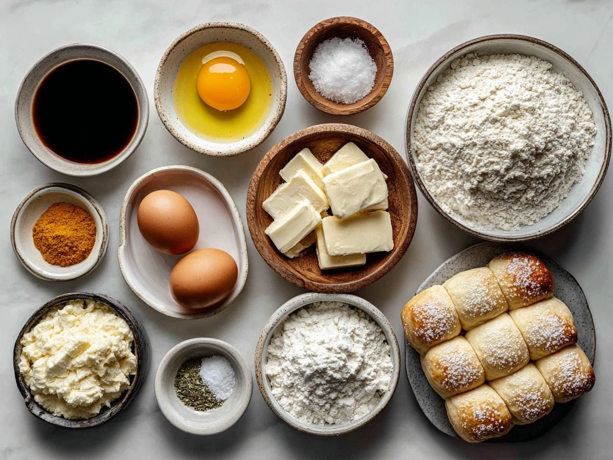 Ingredients laid out for Japanese Milk Bread Rolls