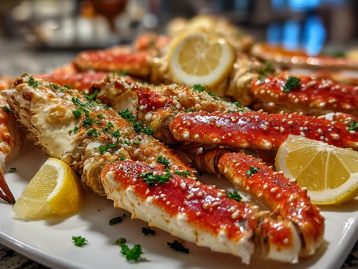 Serving suggestion of Oven Baked Snow Crab Legs