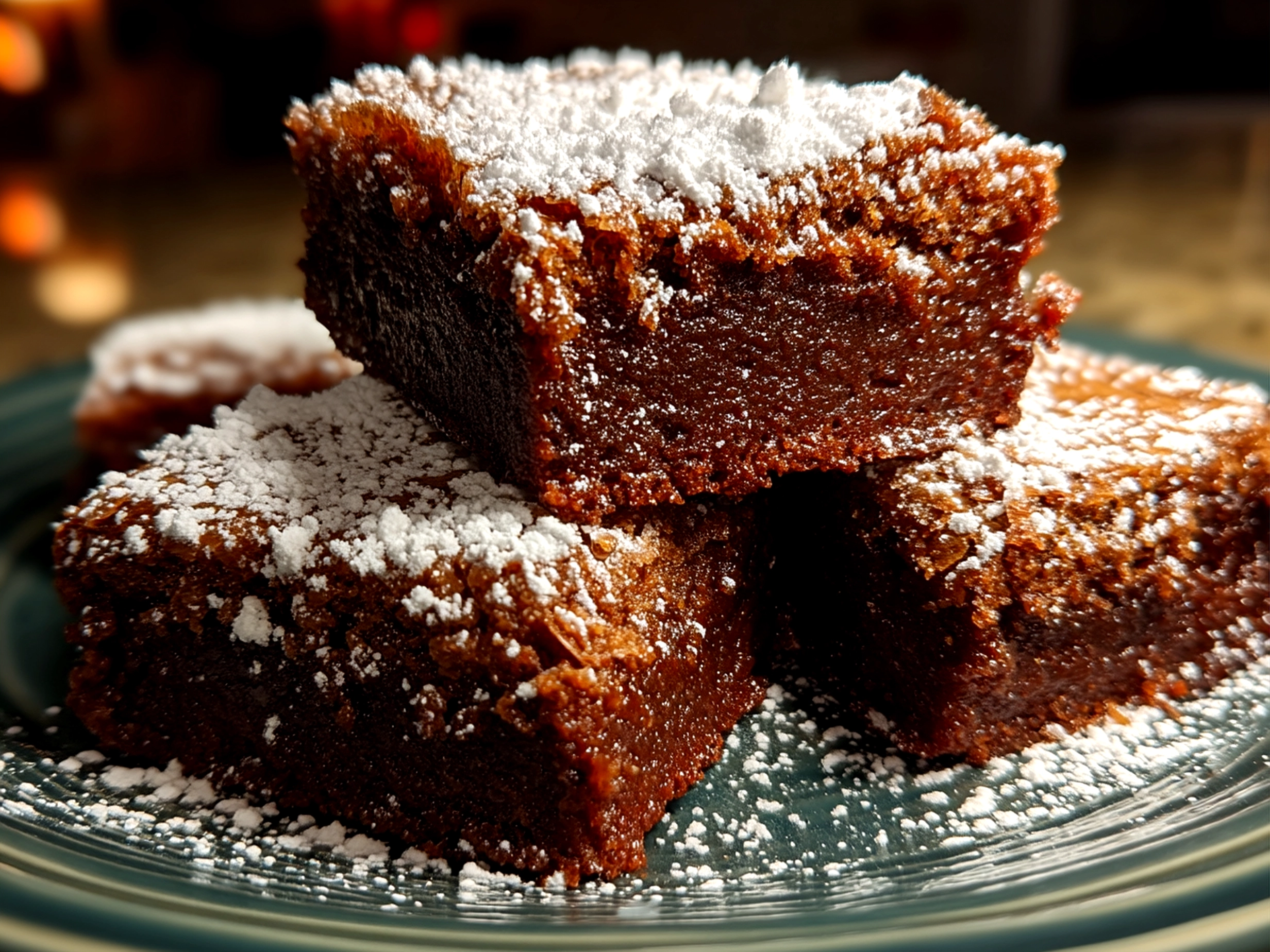 Slight angle close-up of finished Date Brownies