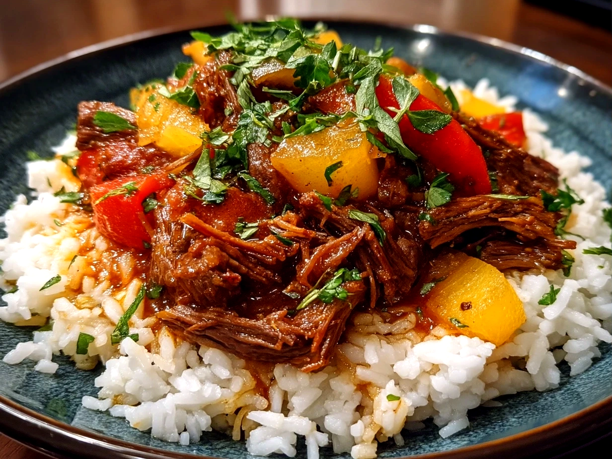 Serving of Slow Cooker Mexican Shredded Beef in tortillas with fresh chopped veggies