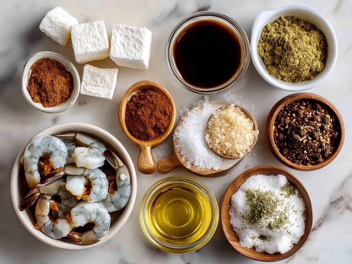 Ingredients for Spicy Moroccan Shrimp Tagine displayed on kitchen counter