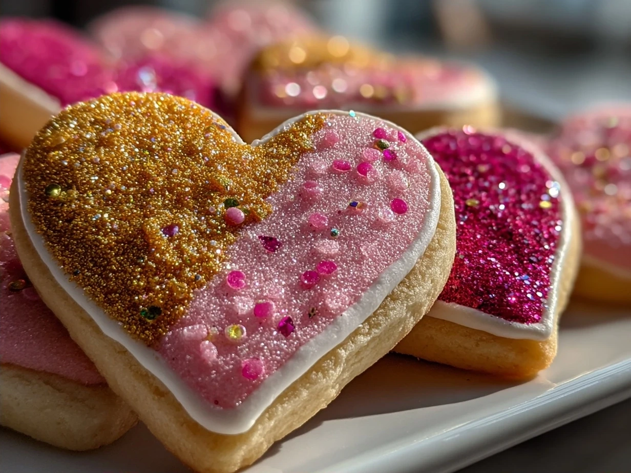 A plate of beautifully decorated Valentine Sugar Cookies ready to enjoy