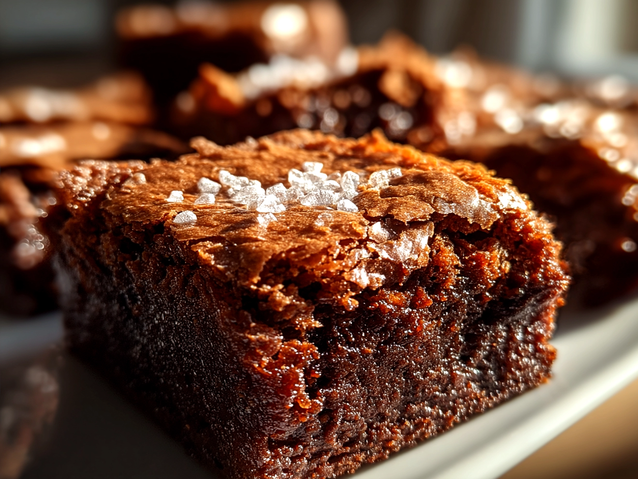 A plate of freshly baked Vegan Brownies served with a glass of plant-based milk