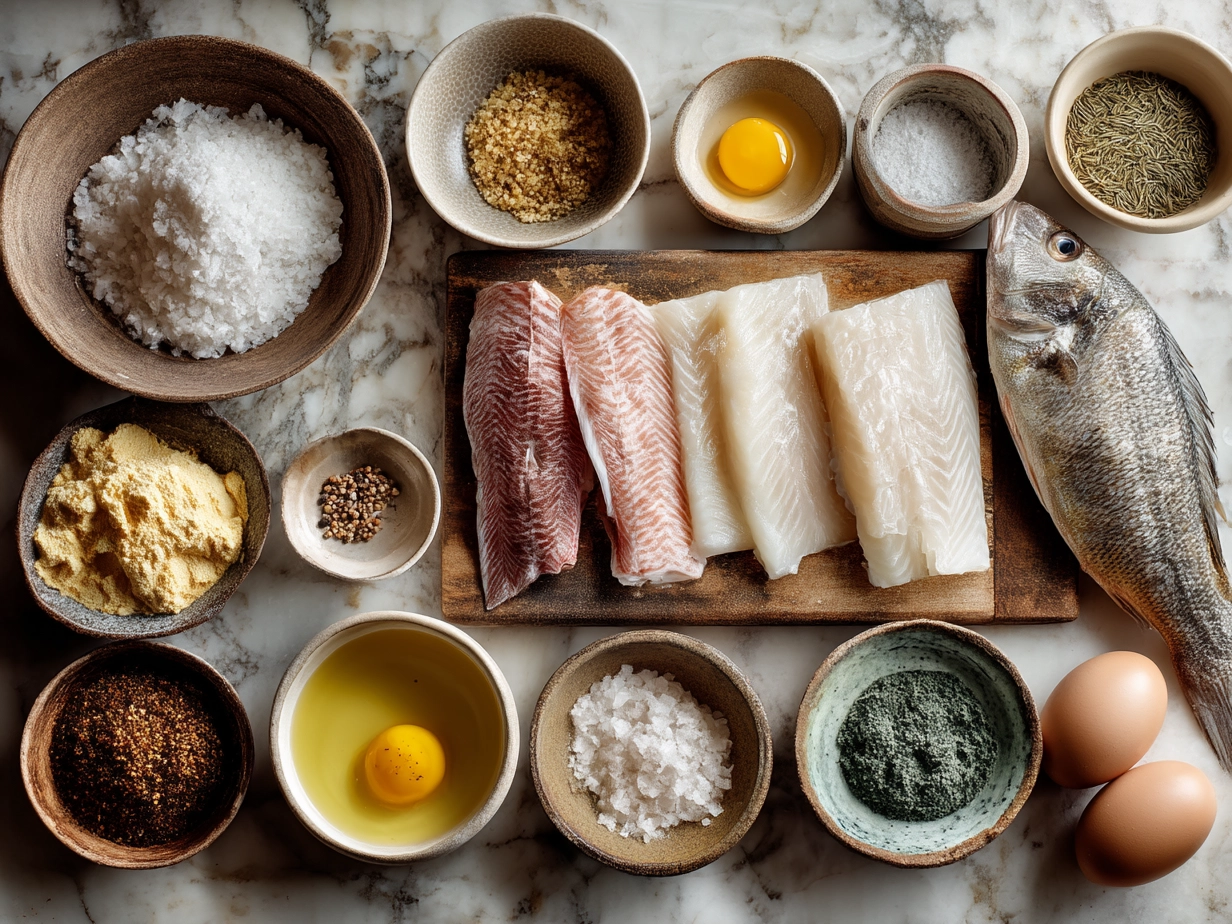 Ingredients for baked fish tacos laid out neatly