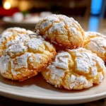 Beautiful freshly baked Lemon Crinkle Cookies on white plate